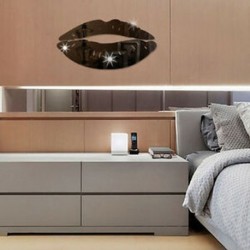 Fekete 3D tükör csók ajak fal matrica DIY művészet falfestmény otthoni szoba dekoráció akril matricák Új