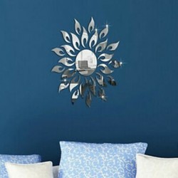 * 19 Ezüst Nap (50cm) Kivehető 3D akril Modern tükör Decal Art Mural fal matrica Home Decor Új