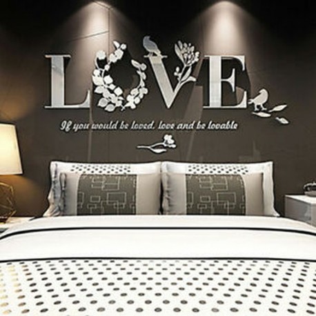 * 10 White Leave Love Kivehető tükör matrica Art Mural fal matricák lakberendezés DIY szoba dekoráció