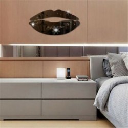 * 12 Black Kiss Lip Kivehető tükör matrica Art Mural fal matricák lakberendezés DIY szoba dekoráció