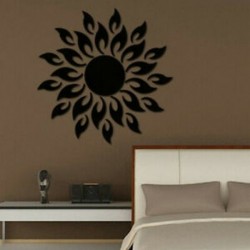 * 19 Fekete Nap (50 cm) Kivehető tükör matrica Art Mural fal matricák lakberendezés DIY szoba dekoráció
