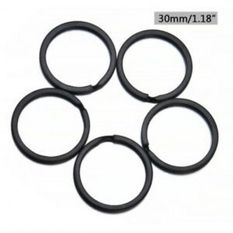 2,0 * 30mm 5db fém tömör osztott kulcstartó fekete ötvözet hurok lapos kulcstartó 25-32mm