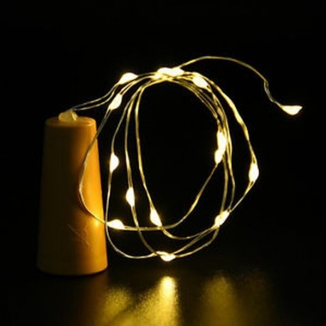 Meleg fehér 10 LED-es parafa alakú éjszakai fénycsillagos fényű Cooper huzal borosüveg lámpa dekor