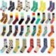 B-4 (rövid) Unisex pamut alkalmi többszínű zokni harisnya divat ruha férfi női zokni