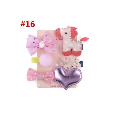 * 16 6Pcs / Set 6Pcs baba lány haj klipek készlet Bowknot virág szív korona fejfedők Kids Hairpins