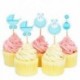 18db Rózsaszín muffin - tortadísz szülinapra - babaváróra - különleges alkalmakra - többféle mintával