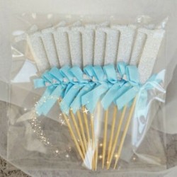 10db 1-es - Ezüst színű kék masnis tortadísz szülinapra