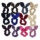 Rózsaszín Íjcsomó Scrunchies Nyuszi fülek Hajkör Velvet Stretch Hair Tie Ponytail Holder