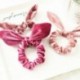 Rózsaszín Íjcsomó Scrunchies Nyuszi fülek Hajkör Velvet Stretch Hair Tie Ponytail Holder