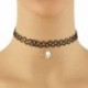 Bolygó Tattoo Choker Stretch nyaklánc fekete retro henna rugalmas 80-as évek 90-es évek ékszer divat
