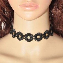 13 * Vintage gótikus fekete fehér csipke virág choker gallér nyaklánc retro punk ékszerek
