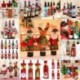 * 10 Piros borosüveg fedél táskák hóember Mikulás karácsonyi dekoráció Xmas dekoráció