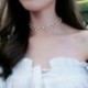 * 2 Fehér   Arany Nők Pearl Bling geometriai alakzat szálak Mesh Choker gallér nyaklánc ékszerek