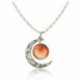 924 NŐI TRENDY GALACTIC ÜVEG CABOCHON PENDANT SILVER-TONE CRESCENT MOON NECKLACE