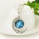 924 NŐI TRENDY GALACTIC ÜVEG CABOCHON PENDANT SILVER-TONE CRESCENT MOON NECKLACE