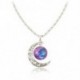 924 NŐI TRENDY GALACTIC ÜVEG CABOCHON PENDANT SILVER-TONE CRESCENT MOON NECKLACE