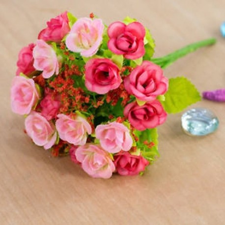 * 7 PINK Mesterséges hamis rózsák / százszorszép selyem virág esküvői fél menyasszonyi csokor lakberendezés