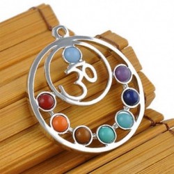 OM szimbólum Természetes drágakő Reiki Chakra gyógyító Hold kereszt gyöngyök ezüst medál nyaklánc