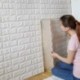 30 * 30cm DIY PE hab fehér tégla mintás matrica vinil falfestmény fal matricák lakberendezés