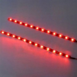 Piros Vízálló 2PC 12 LED 30cm 5050 SMD LED csík könnyű rugalmas 12V autó dekor DIY