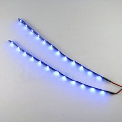 Kék 2db 12 LED 30cm 5050 SMD LED csík könnyű rugalmas vízálló 12V DIY autós dekoráció