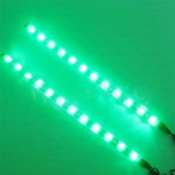 Zöld 2db 12 LED 30cm 5050 SMD LED csík könnyű rugalmas vízálló 12V DIY autós dekoráció