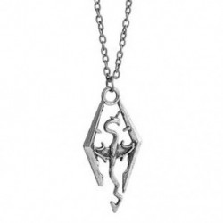 Ezüst Vintage The Elder Scrolls Logo Skyrim sárkány medál lánc nyaklánc Cool