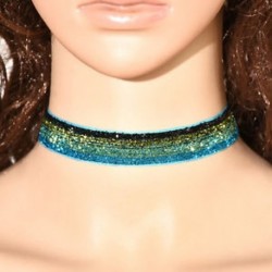 Zöld 2 Vintage gótikus csillogás szikrázó bársony szalag Choker nyaklánc ékszer kézzel készített
