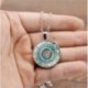 Vintage virág fotó Cabochon üveg tibeti ezüst lánc kerek medál nyaklánc
