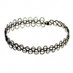 Fekete (egyrétegű) ELADÓ! Tattoo Choker Stretch nyaklánc fekete Retro Henna rugalmas 80-as évek 90-es évek ékszer