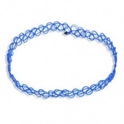 Sötétkék (egyrétegű) ELADÓ! Tattoo Choker Stretch nyaklánc fekete Retro Henna rugalmas 80-as évek 90-es évek ékszer