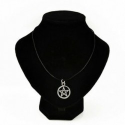 Pentagon csillag Retro Choker Charm nyaklánc medál tibeti ezüst Boho fekete bőrkábel 2015