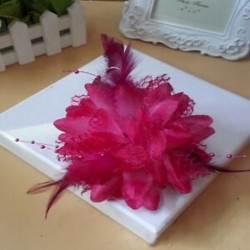 Rózsavörös Menyasszonyi virág tollas gyöngy hajcsavarok Fascinator Hairband bross Pin Esküvői JP