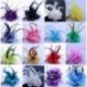 Rózsavörös Menyasszonyi virág tollas gyöngy hajcsavarok Fascinator Hairband bross Pin Esküvői JP