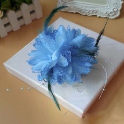 Égszínkék Menyasszonyi virág tollas gyöngy hajcsavarok Fascinator Hairband bross Pin Esküvői JP
