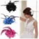 Égszínkék Menyasszonyi virág tollas gyöngy hajcsavarok Fascinator Hairband bross Pin Esküvői JP