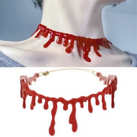 Vér piros Stitch Choker nyaklánc Halloween Party ruha Ball Punk Rock Deathrock