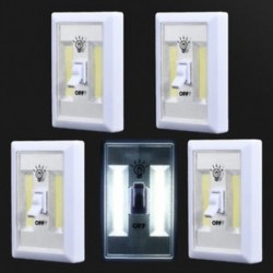 1 PACK 5PCS vezeték nélküli COB LED fali kapcsoló szekrény Akkumulátoros éjszakai fény akkumulátor működik