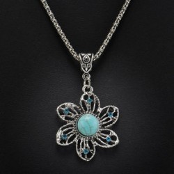 5 * Női divat Vintage tibeti ezüst türkiz váll kristály medál hosszú nyaklánc