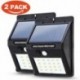 2 Pack-20 LED Vízálló LED Solar Power PIR mozgásérzékelő fali fény szabadtéri kert udvari lámpa