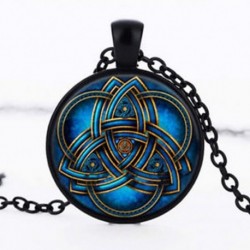 Kék kelta triquetra Vintage Retro pillangó sárkány kabókon bronz üveg lánc medál nyaklánc