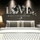 * 2 Fekete Stílusos 3D levehető levél LOVE fali matrica Art Vinyl Decals Hálószoba dekoráció Új