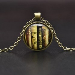 Bronz tanár könyve Vintage Retro pillangó sárkány kabókon bronz üveg lánc medál nyaklánc