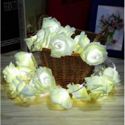 fehér LED rózsa virág tündér húr fények esküvői kert fél karácsonyi dekoráció J