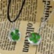 Fekete bőr lánc Divat igazi zöld szerencsés shamrock négy levél lóhere kerek üveg medál nyaklánc