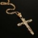 Arany Divat férfi rozsdamentes acél Crucifix Jézus kereszt medál lánc nyaklánc ékszer
