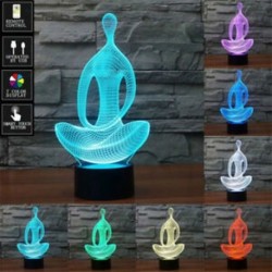 3D USB LED Jóga Meditáció Éjszakai fény 7. táblázat Színek megváltoztatása Asztali lakberendezés