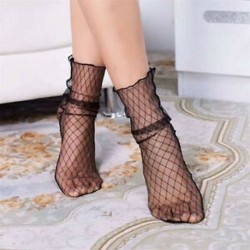 5 * Női puha rugalmasság nyári csillogó hálós boka zokni fekete gézes necc zokni