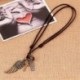 Arany Vintage férfi női ékszerek Punk Rock Angel szárny bőr nyaklánc Charms medál