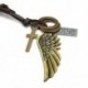 Arany Vintage férfi női ékszerek Punk Rock Angel szárny bőr nyaklánc Charms medál